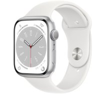 Apple Watch Series 8 GPS 45mm Silver Aluminium Case with White Sport Band - Regular,Model A2771 MP6N3_ELL MP6N3_ELL