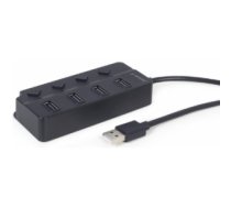 USB Centrmezgls Gembird USB 2.0 4-port Hub with Switches Black UHB-U2P4P-01