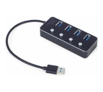 USB Centrmezgls Gembird USB 3.1 Powered 4-port Hub with Switches Black UHB-U3P4P-01