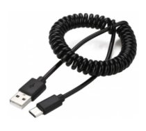 Kabelis Gembird USB Male - USB Type C Male Coiled 1.8m Black CC-USB2C-AMCM-6