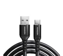 Axagon Data and charging USB 2.0 cable length 1.5 m. 3A. Black braided. BUCM-AM15AB BUCM-AM15AB