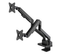 Manhattan TV & Monitor Mount with built-in Dock/Hub, Desk, Full Motion (Gas Spring), 2 screens (to 27"), Ports (x7): Ethernet, HDMI (x2), USB-A (x3) and USB-C, Power Delivery (100W) to USB-C Port (Separate USB-C wall charger/cable needed),Dual Screen,VESA