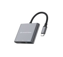 Conceptronic DONN01G interfeisa centrmezgls USB 3.2 Gen 1 (3.1 Gen 1) Type-C 5000 Mbit/s Melns, Pelēks