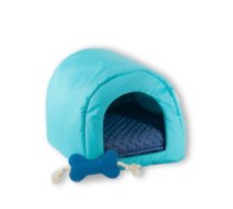 GO GIFT Dog and cat cave bed - blue - 40 x 33 x 29 cm