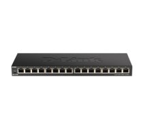 D-Link DGS-1016S tīkla pārslēgs Nepārvaldīts Gigabit Ethernet (10/100/1000) Melns