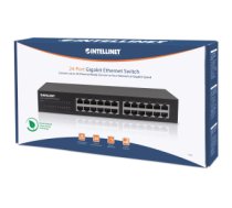 Intellinet 24-Port Gigabit Ethernet Switch, 24 x 10/100/1000 Mbit/s RJ45-Ports, IEEE 802.3az (Energy Efficient Ethernet), Desktop, 19" Rackmount, Metal (Euro 2-pin plug)