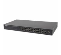 Intellinet 24-Port Gigabit Ethernet PoE+ Web-Managed Switch with 2 SFP Ports, 24 x PoE ports, IEEE 802.3at/af Power over Ethernet (PoE+/PoE), 2 x SFP, Endspan, 19" Rackmount (Euro 2-pin plug)