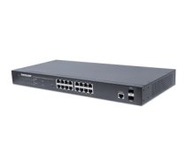 Intellinet 16-Port Gigabit Ethernet PoE+ Web-Managed Switch with 2 SFP Ports, IEEE 802.3at/af Power over Ethernet (PoE+/PoE) Compliant, 374 W, Endspan, 19" Rackmount (Euro 2-pin plug)