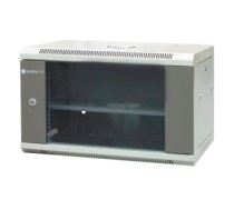 EMITERNET Separate hanging cabinet 19" 6U, sheet metal/glass doors, 600×450×370mm width/depth/height EM/AP6406 EM/AP6406