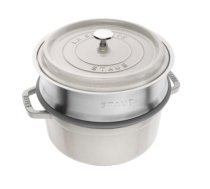 STAUB La Cocotte cast iron round pot with insert 40508-822-0 - 3.8 ltr. white truffle 40508-822-0