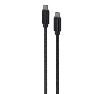 Gembird CCDB-mUSB2B-CMCM-6 Cotton braided Type-C male-male USB cable with metal connectors, 1.8 m, black color CCDB-mUSB2B-CMCM-6