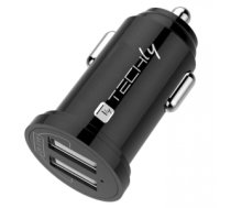 Techly Mini Car Charger 2 USB-A Ports 24W / 4.8A Black