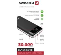 Swissten Black Core Premium Recovery Power Banka Uzlādes baterija / USB / USB-C / 30000 mAh SW-PWB-BLC-30000