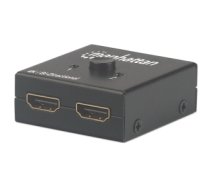 Manhattan HDMI 4K Splitter/Switch 2-Port, Bi-Directional, 4K@30Hz, Manual Selection, Passive (No Power Required), Black, Box