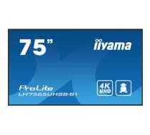 iiyama LH7565UHSB-B1 Signage Display Kiosk design 189.2 cm (74.5") LED Wi-Fi 800 cd/m² 4K Ultra HD Black Built-in processor Android 11 24/7
