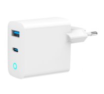 Lādētājs Gembird 3-port 30W GaN USB Fast Charger LCD White TA-UC-PDQC65L-W-01