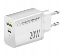 Esperanza EZC105W Lādētājs Type C 20W + USB QC3.0 18W EZC105W