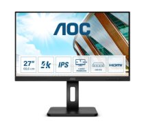 AOC U27P2CA monitori 68,6 cm (27") 3840 x 2160 pikseļi 4K Ultra HD LED Melns