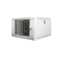 Lanberg wall-mounted installation rack cabinet 19'' 6U 600x600mm gray (glass door) WF01-6606-10S