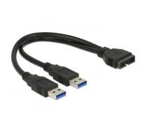 DeLOCK 0.25m USB3.0/2xUSB3.0 USB cable 3.2 Gen 1 (3.1 Gen 1) 2 x USB A Black