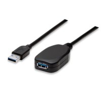 Manhattan USB-A to USB-A Extension Cable, 5m, Male to Female, Active, 5 Gbps (USB 3.2 Gen1 aka USB 3.0), Built In Repeater, Black, Blister