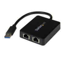 StarTech.com USB 3.0 to Dual Port Gigabit Ethernet Adapter NIC w/ USB Port