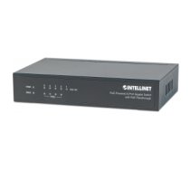 Intellinet PoE-Powered 5-Port Gigabit Switch with PoE Passthrough, 4 x PSE PoE ports, 1 x PD PoE port, IEEE 802.3at/af Power-over-Ethernet (PoE+/PoE), IEEE 802.3az Energy Efficient Ethernet, Desktop (Euro 2-pin plug)