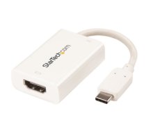 StarTech.com USB C to HDMI 2.0 Adapter with Power Delivery - 4K 60Hz USB Type-C to HDMI Display Video Converter - 60W PD Pass-Through Charging Port - Thunderbolt 3 Compatible - White