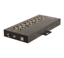 StarTech.com 8 Port Serial Hub USB to RS232/RS485/RS422 Adapter - Industrial USB 2.0 to DB9 Serial Converter Hub - IP30 Rated - Din Rail Mountable Metal Serial Hub - 15kV ESD Protection