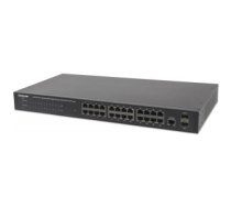 Intellinet 24-Port Gigabit Ethernet PoE+ Web-Managed Switch with 2 SFP Ports, 24 x PoE ports, IEEE 802.3at/af Power over Ethernet (PoE+/PoE), 2 x SFP, Endspan, 19" Rackmount (Euro 2-pin plug)
