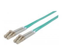 Intellinet Fibre Optic Patch Cable, Duplex, Multimode, LC/LC, 50/125 µm, OM3, 5m, LSZH, Aqua, Fiber, Lifetime Warranty