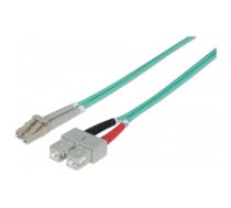 Intellinet Fibre Optic Patch Cable, Duplex, Multimode, LC/SC, 50/125 µm, OM3, 2m, LSZH, Aqua, Fiber, Lifetime Warranty
