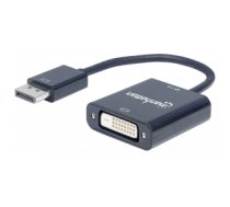 Manhattan DisplayPort 1.2a to DVI-D 24+1 Adapter Cable, 23cm, Male to Female, 10.8 Gbps, Active, 1920x1080@60Hz, Compatible with DVD-D, Black, Three Year Warranty, Polybag