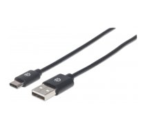 Manhattan USB-C to USB-A Cable, 2m, Male to Male, Black, 480 Mbps (USB 2.0), Equivalent to Startech USB2AC2M, Hi-Speed USB, Lifetime Warranty, Polybag