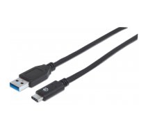 Manhattan USB-C to USB-A Cable, 50cm, Male to Male, Black, 10 Gbps (USB 3.2 Gen2 aka USB 3.1), 3A (fast charging), Equivalent to Startech USB31AC50CM, SuperSpeed+ USB, Lifetime Warranty, Polybag