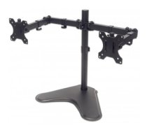 Manhattan Monitor Dual Desk Mount (stand), 2 screens, 10-32", Vesa 75x75 to 100x100mm, 1 pivot, Height 0-46cm, Max 16kg, Black