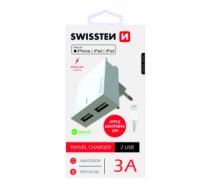 Swissten MFI Premium Apple Sertificēts Tīkla Lādētājs USB 3А / 15W Ar Lightning vadu 1.2m SW-DET-3AWCLMFI-WH