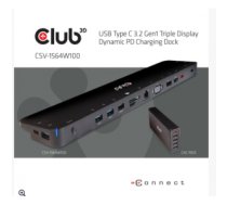 CLUB3D USB 3.2 GEN1 C TRIPLE DISPLAY DYNAMIC 100W PD CHARGING DOCK. THE 5 X USB-A PORTS Docking USB 3.2 Gen 1 (3.1 Gen 1) Type-C Black
