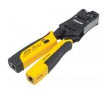 Intellinet Universal Modular Plug Crimping Tool and Cable Tester, 2-in-1 Crimper and Cable Tester: Cuts, Strips, Terminates and Tests, RJ45/RJ11/RJ12/RJ22