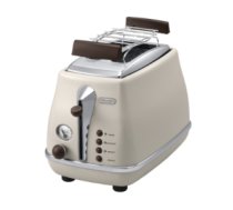 DELONGHI Icona Vintage Toaster CTOV 2103.BG 900W, Stainless steel, Crumb tray, Defrost, Beige CTOV2103.BG CTOV2103.BG