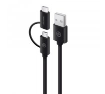 ALOGIC 1m USB 2.0 USB-A to USB-C & Micro USB-B Combo Cable for Charge & Sync - Male to Male