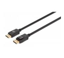 Manhattan DisplayPort 1.4 Cable, 8K@60hz, 2m, Braided Cable, Male to Male, Equivalent to Startech DP14MM2M, With Latches, Fully Shielded, Black, Lifetime Warranty, Polybag