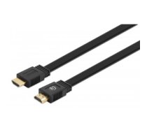 Manhattan HDMI Cable with Ethernet (Flat), 4K@60Hz (Premium High Speed), 0.5m, Male to Male, Black, Ultra HD 4k x 2k, Fully Shielded, Gold Plated Contacts, Lifetime Warranty, Polybag