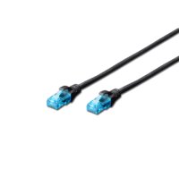 CAT 5e U-UTP | Patch cord | PVC AWG 26/7 | Boots with kink protection, strain relief and latch protection | Black | 3 m | Modular RJ45 (8/8) plug DK-1512-030/BL