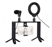 Blogging Smartphone Video Rig (LED Ring Light, Tripod Mount, Phone Holder, Mic) PKT3028