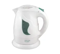 Adler | Tējkanna | AD 08 | Standarta | 850 W | 1 L | Plastmasa | 360° rotējoša pamatne | Balta