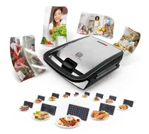 TEFAL | Sendviču tosters | SW854D | 700 W | Šķīvju skaits: 4 | Konditorejas izstrādājumu skaits: 2 | Melns/nerūsējošais tērauds