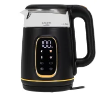Adler tējkanna ar LED displeju | AD 1305 | Elektriskā | 2200 W | 1,7 L | Plastmasa | 360° rotējoša pamatne | Melna/Zelta