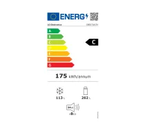 LG GBBS726CEV ledusskapis, C, brīvstāvošs, kombinēts, augstums 2,03 m, ledusskapja neto tilpums 262 l, saldētavas neto tilpums 113 l, melns | LG