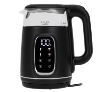 Adler tējkanna ar LED displeju | AD 1305 | Elektriskā | 2200 W | 1,7 L | Plastmasa | 360° rotējoša pamatne | Melna/sudrabaina
